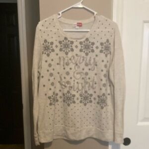 Cream Holiday Sweater with Snowflake Design